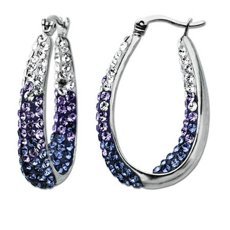 Luminesse Sterling Silver Purple Fade Hoop Earrings made with Swarovski Elements