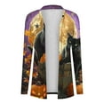 thumbnail image 6 of Fewfanhot Womens Cardigan Halloween Long Sleeve Cardigan Fall Open Front Cardigan Pumpkin Print Medium Length Coat, 6 of 6