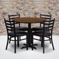 thumbnail image 3 of 36'' Round Black Laminate Table Set with X-Base and 4 Ladder Back Metal Chairs - Burgundy Vinyl Seat, 3 of 3