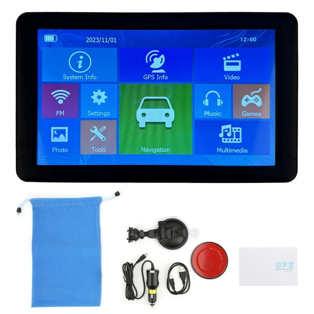 Navegador GPS para coche de 9 pulgadas con guía de voz y puntos de interés grandes, pantalla táctil de 800 × 480, portátil para camión