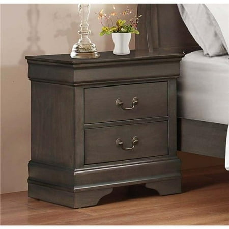 Benzara Bm179883 Wooden Solid Grey Night Stand 44 Stained Gray 24 X 15 75 X 21 63 In Walmart Canada