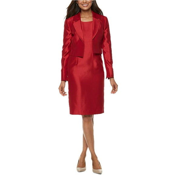 Le Suit Womens 2 pc. Flyaway Dress Suit, Red, 12