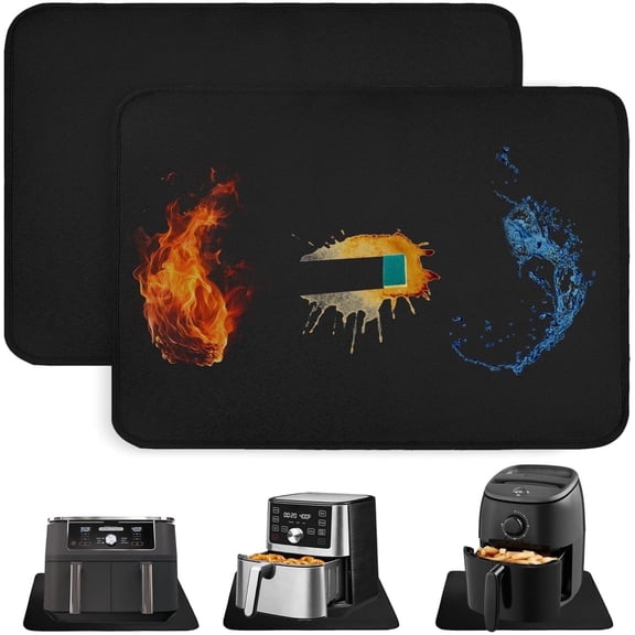 Hot Pads for Kitchen,Heat Resistant Mats for Countertop,Fireproof Countertops Mat,Coffee Mat,Under Air Fryer Oven Toaster Coffee Maker Protector,No-slip and Waterproof,2 Pack Black,16*24 in
