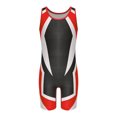 thumbnail image 3 of Aiihoo Kids Boys Singlet Wrestling Sleeveless Workout Jumpsuit Stretchy Athletic Bodysuit for Boxing Cross-training Red 4, 3 of 6