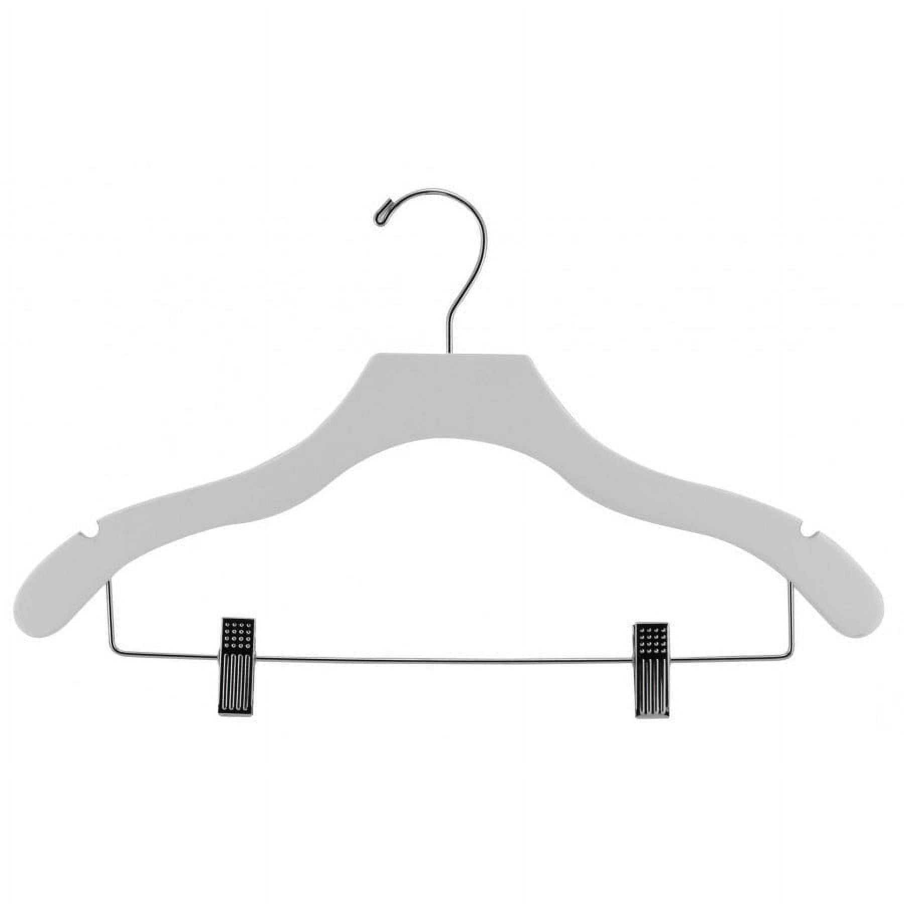 International Hanger Wooden Wavy Combo Hanger, White Finish with Chrome Hardware, Box of 50