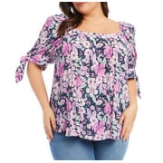 Karen Kane Plus Size Floral Print Square Neck Top