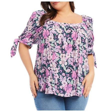 Karen Kane Plus Size Floral Print Square Neck Top