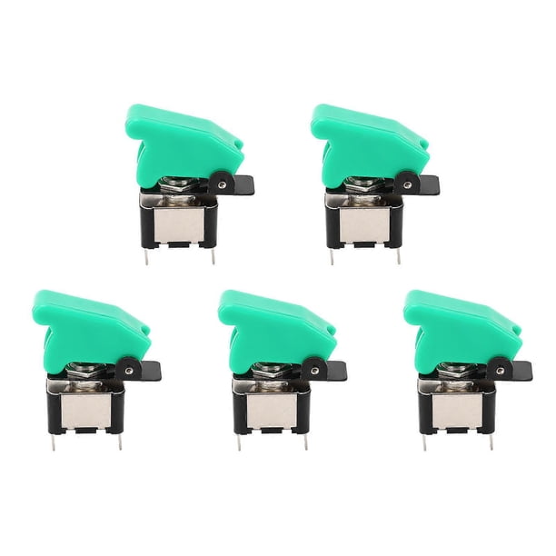 5 Pcs Toggle Switch 2 Pin Alloy High Conductivity Anti Oxidation Electrical Toggle Switch with Protective Cover DC12V