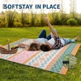 thumbnail image 2 of HIWEAVER 8' x 10' Pink/Green Outdoor Rug PP Plastic Straw Woven Waterproof Patio Rug with Border Portable Outside Carpet for Balcony Deck Picnic Garden Decor, 2 of 7