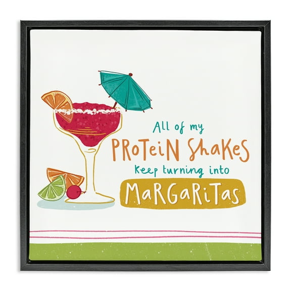 Stupell Industries Funny Margarita Phrase Food & Beverage Painting Black Floater Framed Canvas Art Print Wall Art, 18 x 18