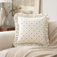 thumbnail image 4 of Leutsin Mini Spider Ruffle Decorative Pillow, 18 x 18 inch Cream Beige Grid Throw Pillow Halloween Indoor Decor, Vintage Farmhouse Accent Cushion, 4 of 5