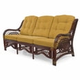 thumbnail image 2 of Malibu Lounge Three-Seater Sofa Natural Rattan Wicker Handmade Design with Light Brown Cushions, Dark Brown, 2 of 5