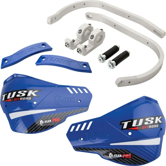 Tusk D-Flex Pro Adventure Handguards Silver Bar/Blue Plastics 1 1/8" Bars for Kawasaki KLR650 Adventure ABS 2022-2024