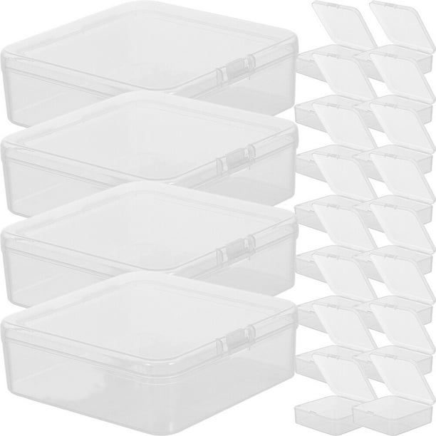 Caja pequeña de plástico transparente para 20 piezas, cajas pequeñas para cuentas, cajas de almacenamiento para manualidades de plástico con tapa