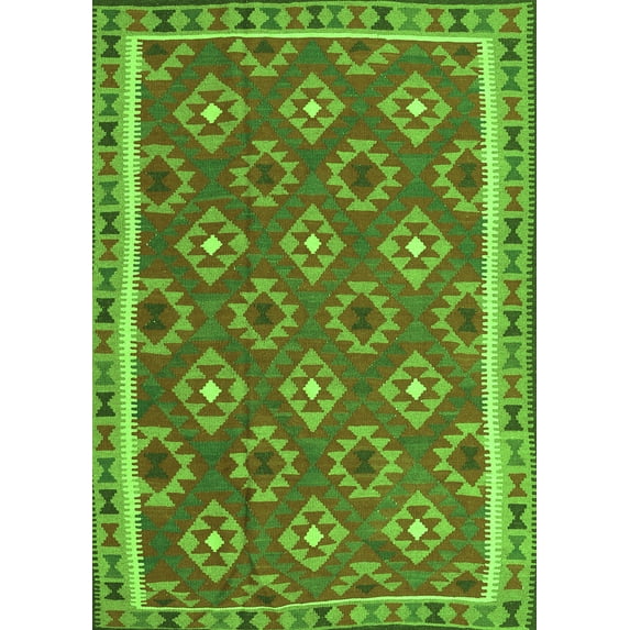 Ahgly Company Indoor Rectangle Oriental Green Traditional Area Rugs, 2' x 5'