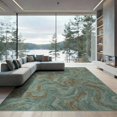 thumbnail image 2 of ODIKA 8'x10' Washable Area Rug Non-Shedding, Easy Care, Turquoise Flowing Veined Featuring Interlocking Ripples Orange for King Size Bedroom Under Bed, Master Suite, 2 of 7