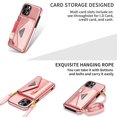 thumbnail image 4 of Dteck Card Holder Wallet Back Case for Apple iPhone 12 Pro 6.1-inch,Shockproof Rubber Silicone Bumper PU Leather Card Pocket Hybrid Protective Kickstand Cover with Cross Body Shoulder Strap,Pink, 4 of 9