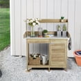 thumbnail image 2 of Renwick Outdoor Garden Potting Bench with Cabinet & Open Shelf, Light Green, 2 of 10