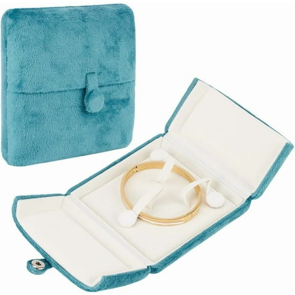 Velvet Bracelet Box Double Open Jewelry Gift Box Bracelet Jewelry Packaging Boxes for Birthday Wedding Engagment Proposal Anniversary Teal