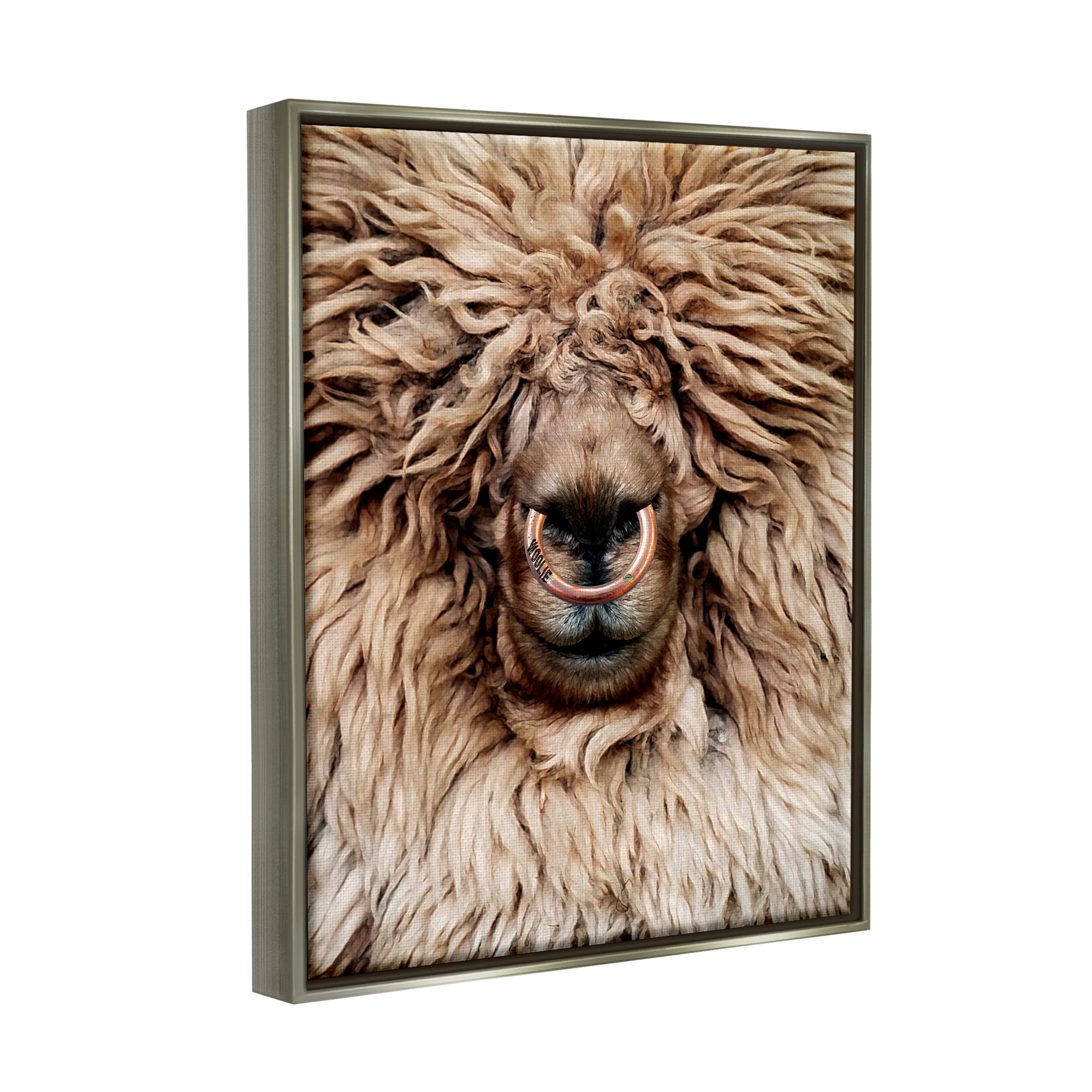 Stupell Industries Long Haired Sheep Portrait Animals & Insects Painting Gray Floater Framed Art Print Wall Art, 17 x 21