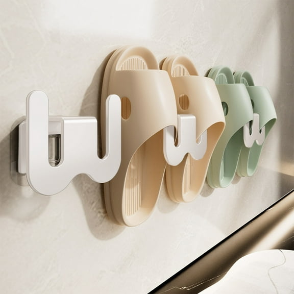 2 Pcs Wall Mounted Shoe Rack Organizer Hanging Shoe Organizer Shelf with Sticky No Hole Hook Shoe Rackeasiest Originality Non Marking Shoe Rack Space Saving for Living Room and Bedroom