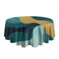 thumbnail image 5 of Teal Gold Marble Pattern Round Tablecloth 60"x60",Wrinkle Wipeable Table Cloth for Kitchen Dining Room Picnic Patio Party, 5 of 6