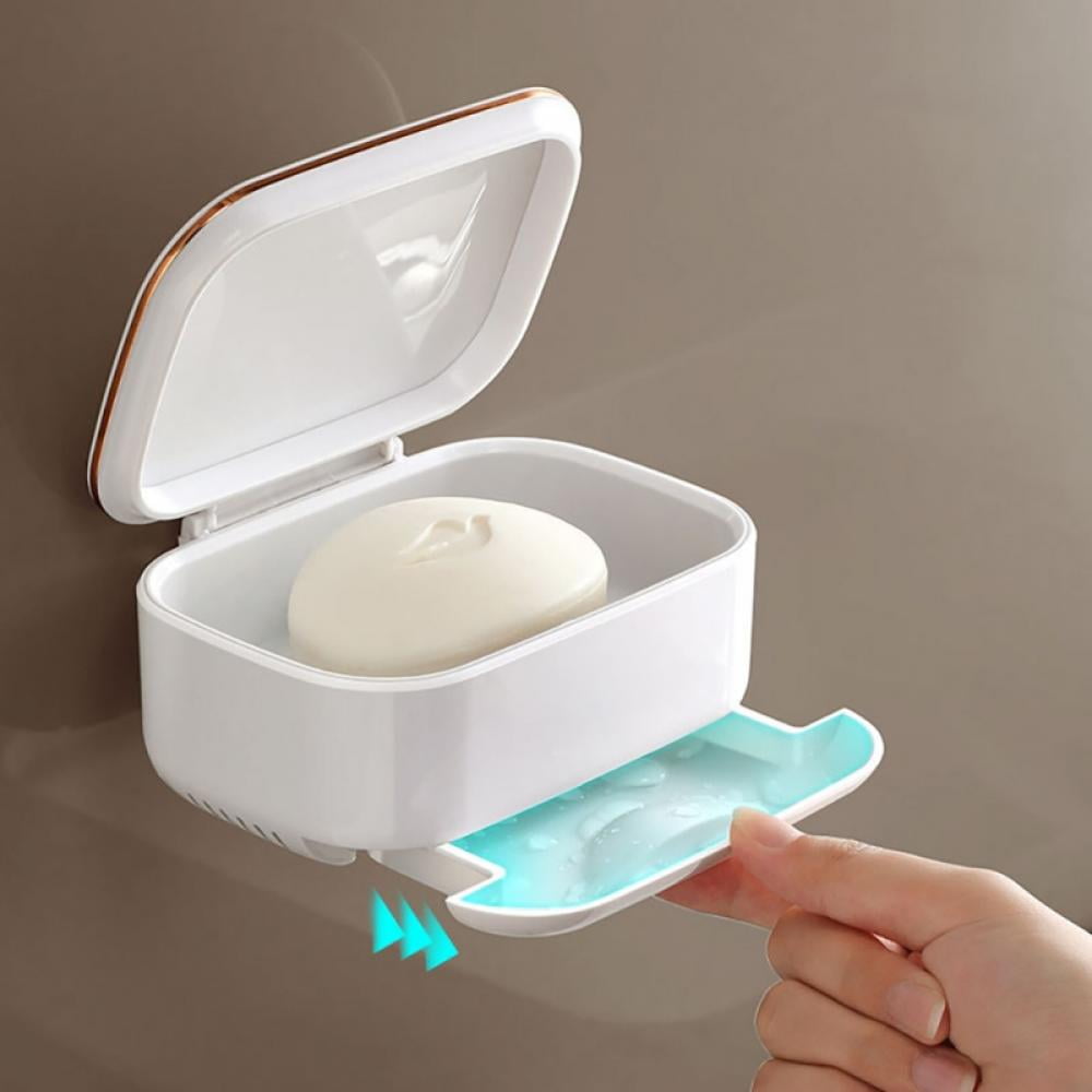 Soap Dish for Shower Soap Box, Soap Saver Case Holder with Drain for Bathroom Counter, Shower