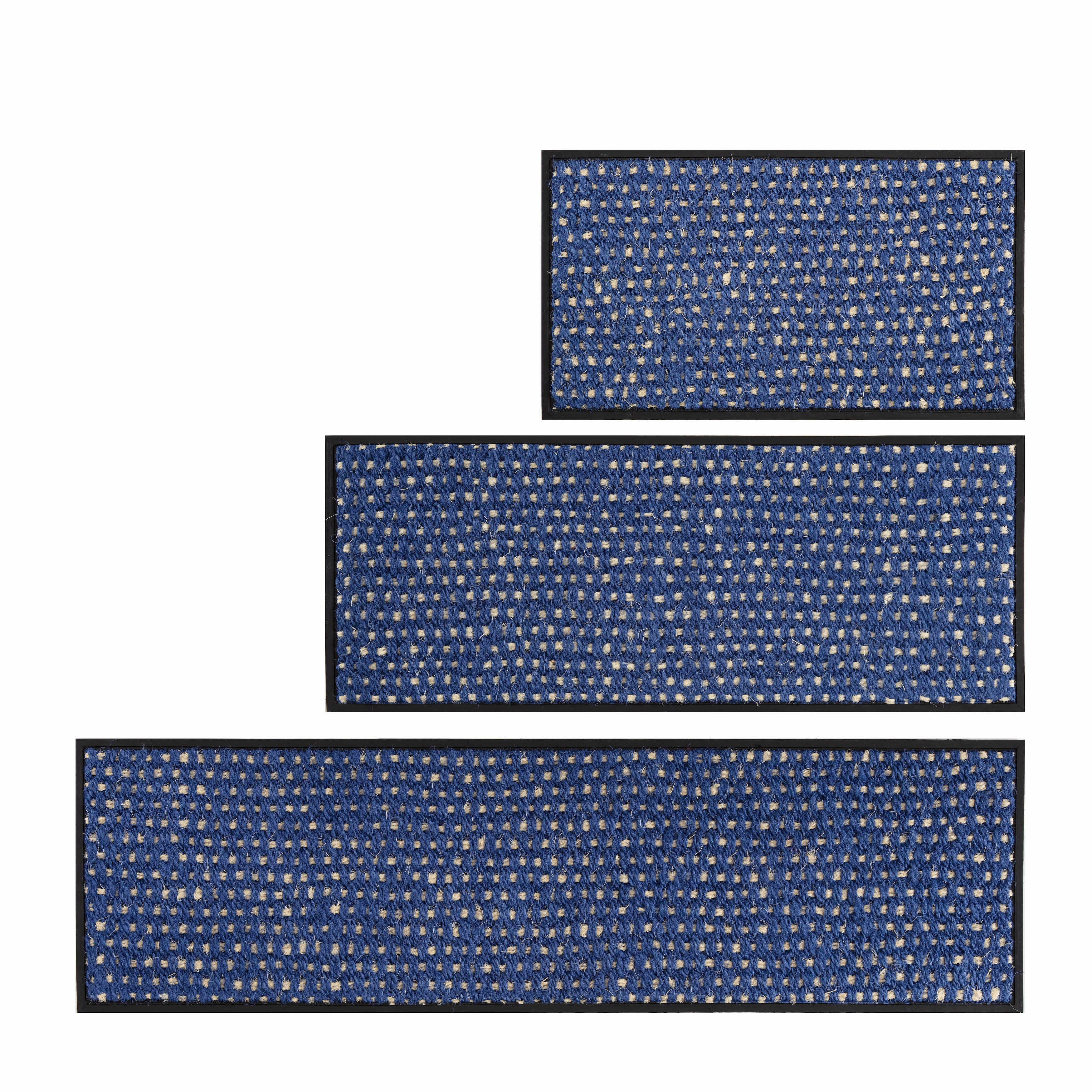 Black Metal Boot Tray with Blue & Ivory Coir Insert