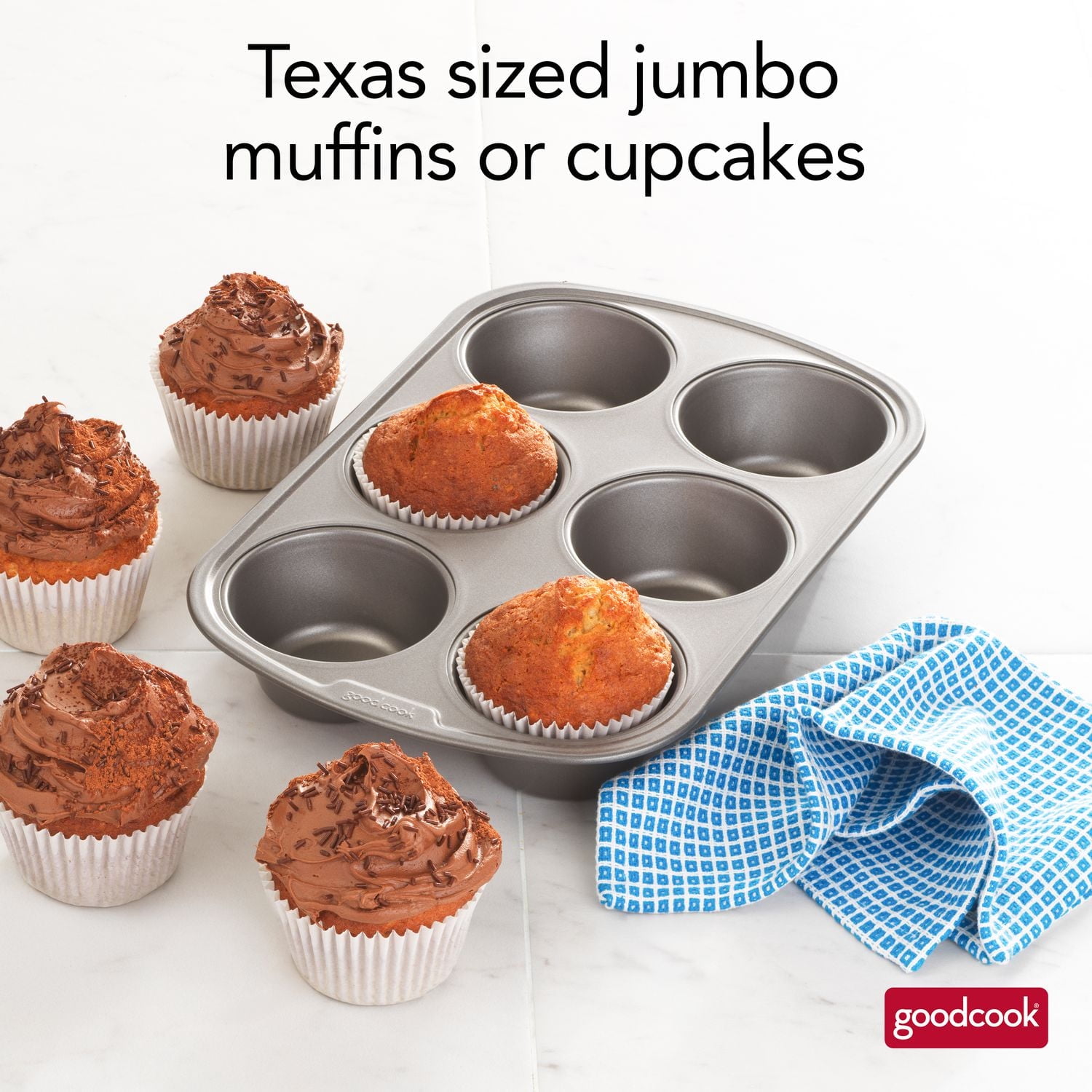 Goodcook Non-Stick Texas Muffin Pan, 6 Cup, Muffin Pan