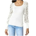 thumbnail image 4 of Generic Womens Long Sleeve Tops Crew Neck Sexy Lace Pullover Tunic Sweaters, 4 of 7