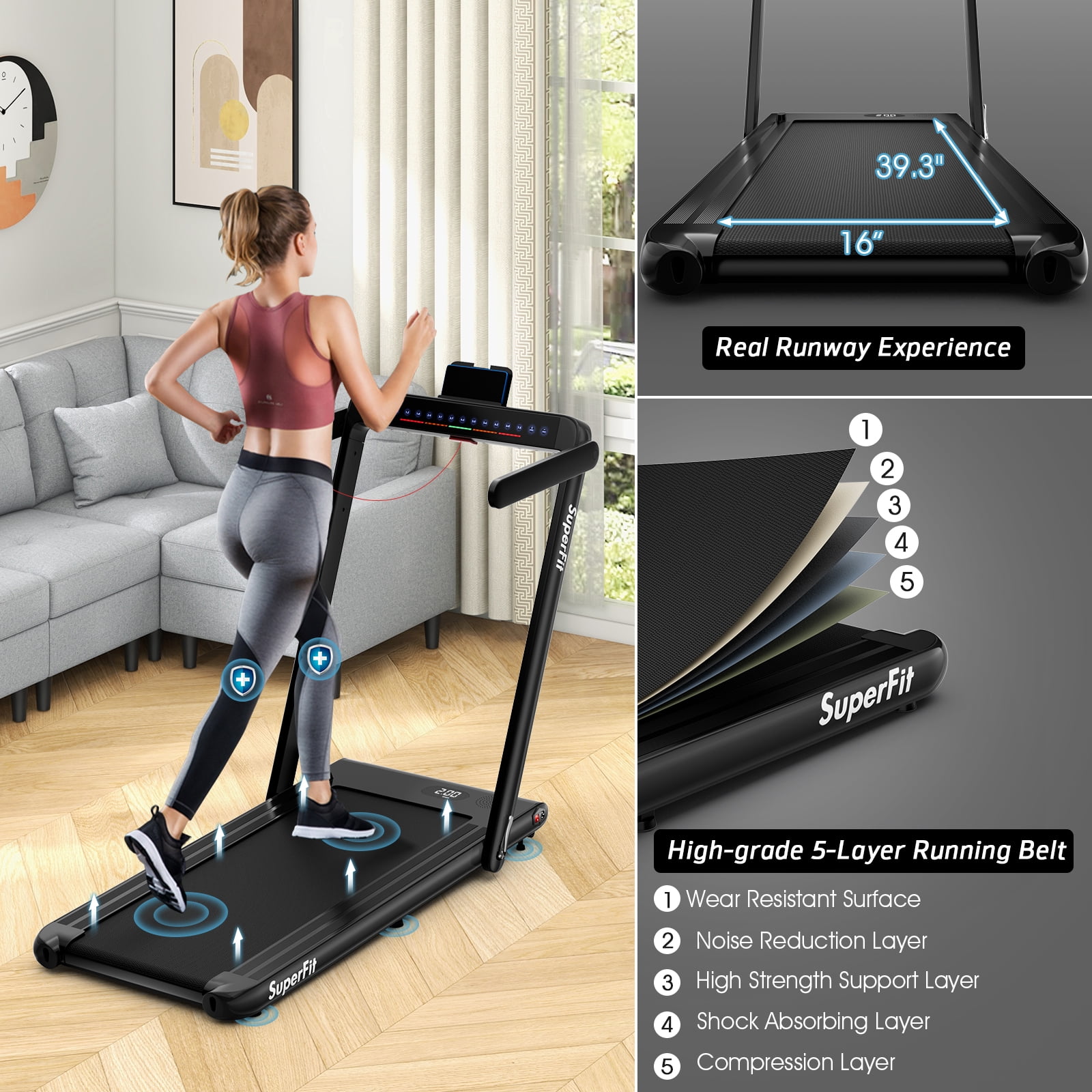2.25 hp folding running treadmill deals