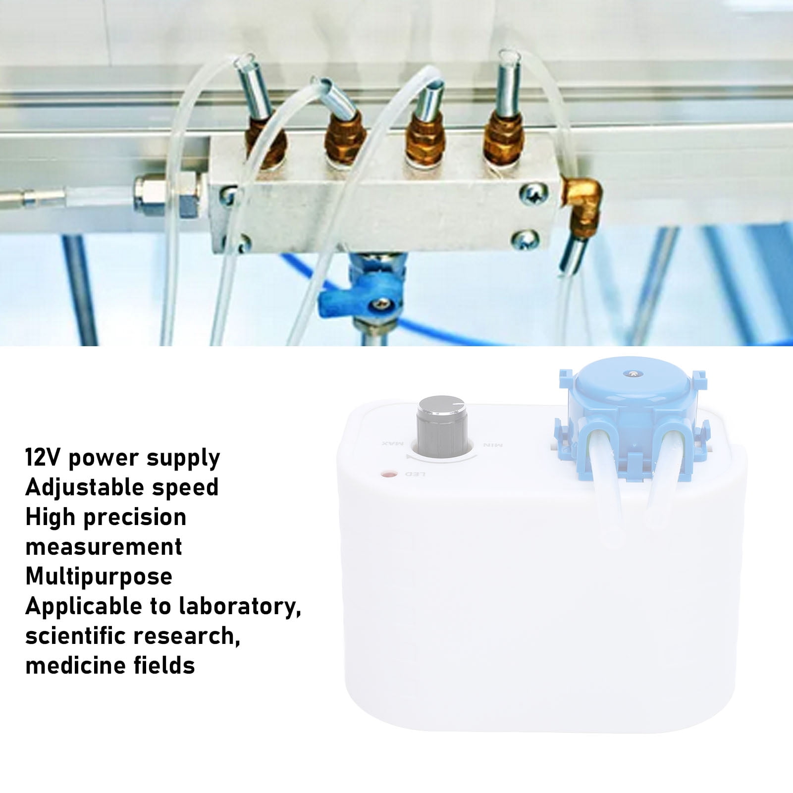 YAHHU Small Peristaltic Pump Adjustable Speed 12V Liquid Dosing Pump for Lab Scientific Research and Aquarium Use, Mini Peristaltic Liquid Pump with Variable Flow Rate (6.69 in / 17.00 cm)