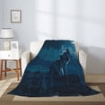 thumbnail image 2 of Hirioo Lonely Night Wolf for Flannel Blanket, Cozy and Warm Throw for Bed or Couch ,Perfect for All Seasons-40"x30", 2 of 6