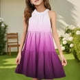 thumbnail image 2 of Abcomgle Summer Dress for Girls 10-12 Casual Halter Neck Sleeveless Girls Dresses Gradient A-line Sundresses Basic Swing Dresses 7-8 Years,Purple Pink, 2 of 7