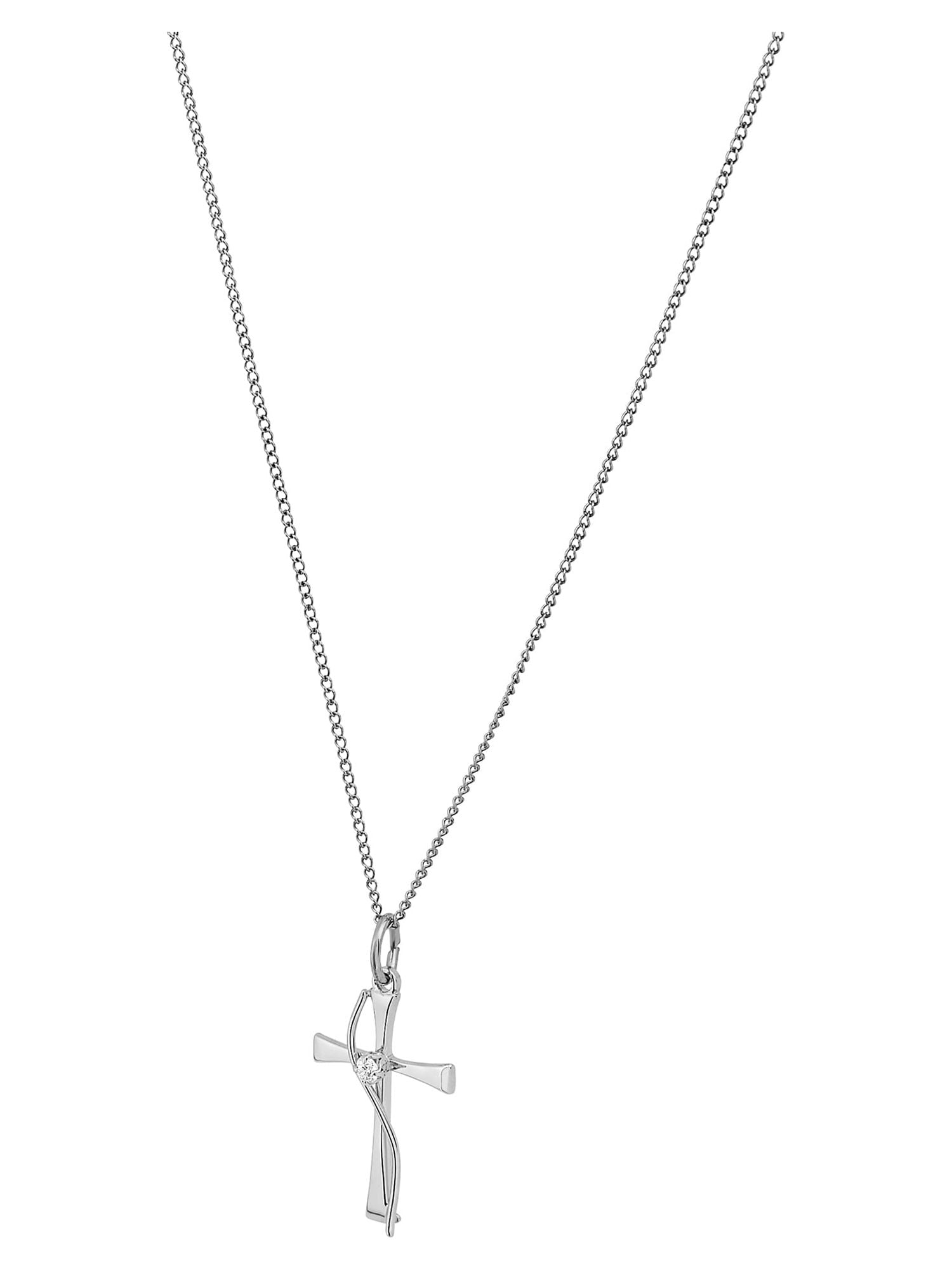 Brilliance Fine Jewelry With Cubic Zirconia Accent Sterling Silver Cross Pendant, 18" Necklace