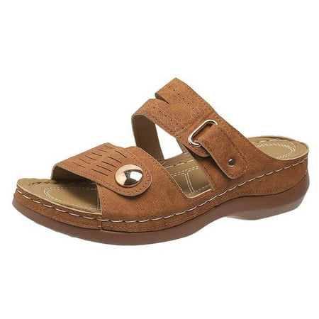 

Orthopedic For Women Beach Slippers Ladies Casual Fashionable Solid Color Casual Flat