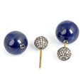 thumbnail image 2 of Sapphire Diamond 18 kt Gold Tunnel Earrings 925 Sterling Silver Jewelry, 2 of 3