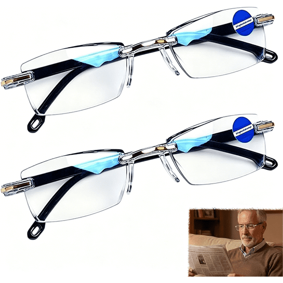 Auto Focus Glasses – Self Adjusting Blue Dual Focus Eyeglasses for Women & Men, Intelligent Far and Near Vision(RL 2 PCS)