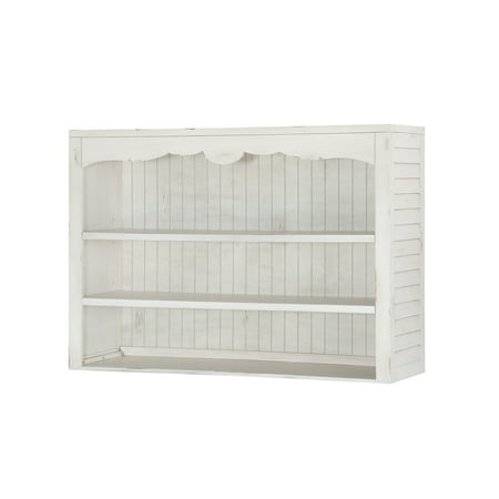 Emerald Home Abaco Country White Hutch with Open Shelving And Scalloped Top