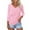 Pink, variant on Up To 50% Off Basic Tee Fall Tops Women's V Neck 3/4 Sleeve Tops Color Block/Solid Shirts Basic Summer Tees