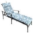thumbnail image 2 of Jordan Manufacturing 74" x 22" Rave Sky Blue Quatrefoil Rectangular Outdoor Chaise Lounge Cushion with Ties and Hanger Loop, 2 of 10