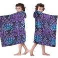 thumbnail image 4 of Purple and Blue Damask Pattern Hooded Bath Towel，50"x30" for Ages 3 To 12 Kids, Quick Dry Lightweight Soft Microfiber Hood Beach Towel Cover Up for Kids, 4 of 7