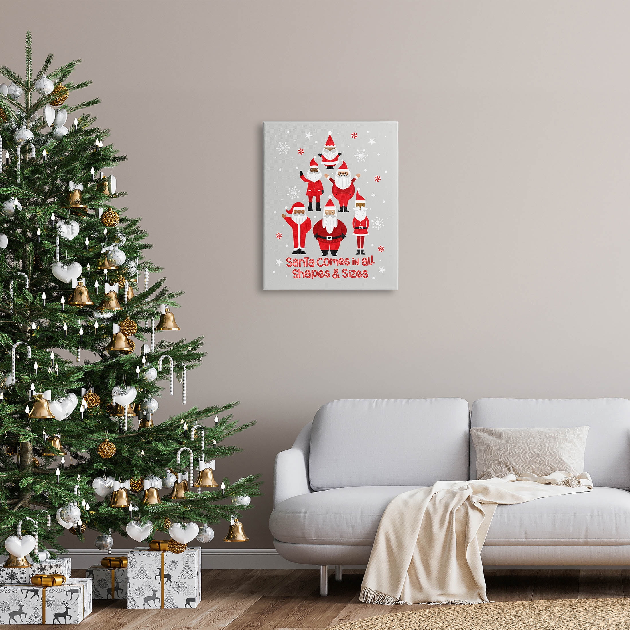 Santa All Shapes & Sizes Christmas Phrase Holiday Graphic Art Gallery Wrapped Canvas Print Wall Art