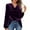 Purple, variant on Breezora Ladies Gold Deep V Neck Long Sleeve T-Shirt Top Casual Fall Winter Soft Stretch Daily Wear Blouse L Size Black