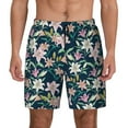 thumbnail image 2 of Picia Lilies Flowers pattern Mens Swim Trunks with Compression Liner Stretch Beach Shorts Quick Dry with Zipper Pockets No-Chafing Board Shorts-Medium, 2 of 9