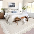 thumbnail image 3 of Twister.CK Modern 10' x 13' Bordered Area Rug, Washable Irregular Rugs, Non-Slip Carpet for Bedroom Dining Room Home Office, Beige, 3 of 5