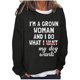thumbnail image 1 of Sudadera de gran tamaño con estampado de letras y texto divertido para mujer, cuello redondo, manga larga, suelta, blusa individual Fridja  hkj1444, 1 of 3