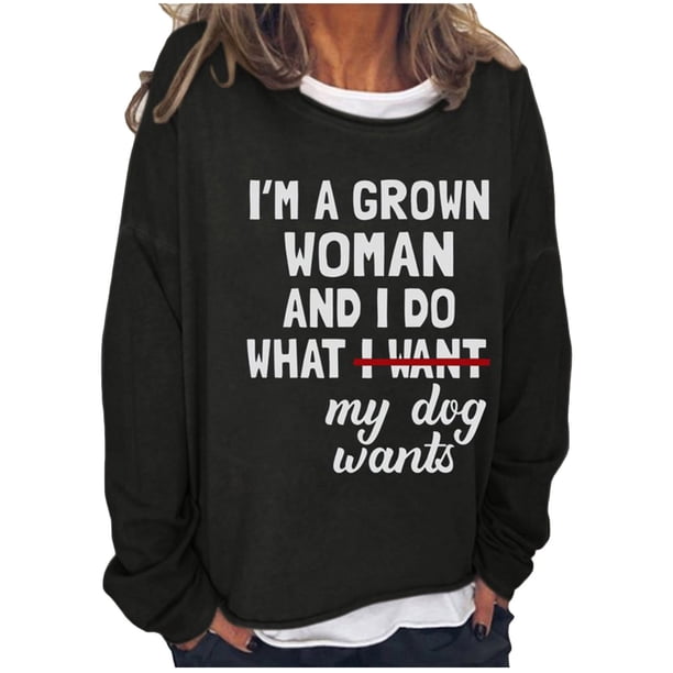 Sudadera de gran tamaño con estampado de letras y texto divertido para mujer, cuello redondo, manga larga, suelta, blusa individual Fridja hkj1444