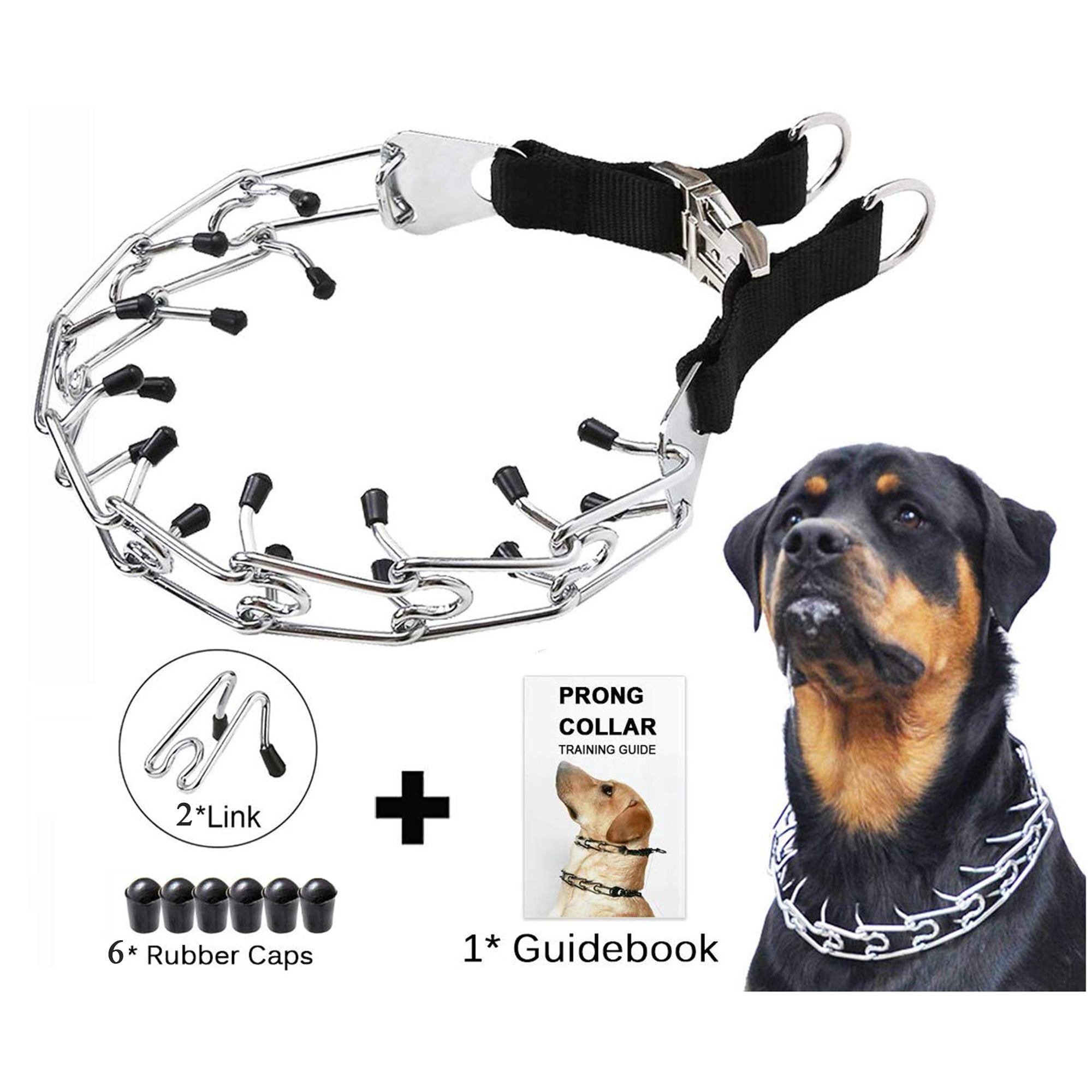 5 Classic Stainless Steel Choke Pinch Dog Chain Collar with Comfort Tips M-19.7, Silver Dog Prong Collar