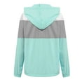 thumbnail image 4 of Women Lightweight Long Sleeve Hooded Jacket Color Block Waterproof Casual Utility Outwear, 4 of 8
